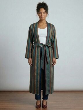 WOW Couture Long Duster Multi-Colored Size Small NWOT